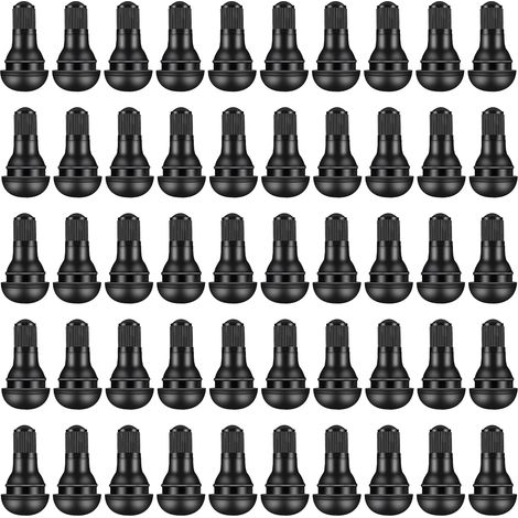 50 pièces Valve de Pneu, Voiture Pneu Tubeless Valve Bouchon TR412, Valves Tubeless pour Pneus de Voiture, TR412 Valves en Caoutchouc de Voiture à Encliqueter, Noir (1/5)