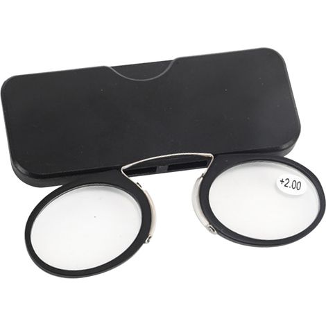 Mini Nose Clip Lunettes,Lunette Loupe sans Branche,Mini Portable Pince Nez Lunettes de Lecture Légères,Lunettes pour Lire Sans Branche,Lunettes de vue pour hommes et femmes vintage,+2.0,Noir (1/5)