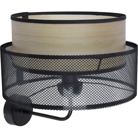 Applique murale élégante maille noire et effet bois intérieur - Noir maille avec intérieur effet bois (1/5)
