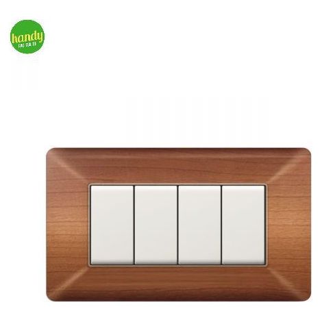 Placca da 4 moduli Easy Elettrocanali in plastica effetto legno chiaro
