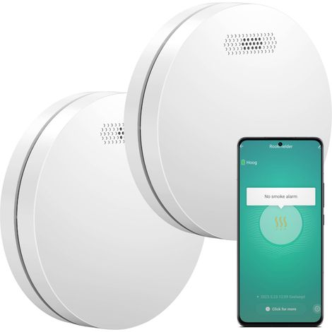 Détecteur de fumée WiFi Aroha Smart Connect - Batterie 10 ans - Capteur de fumée connecte avec Tuya et Smartlife - Alarme incendie - 2 pièces