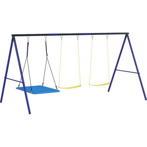 Portique balançoire pour 3 enfants, charge 120 kg, extérieur, multicolore (1/5)