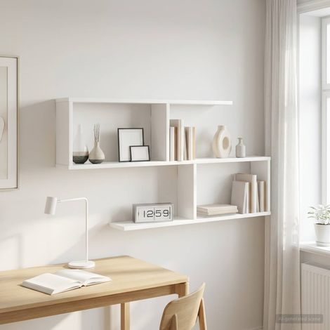 vidaXL Étagère Murale Blanc 100 x 12 x 50,5 cm Bois d'ingénierie (1/5)