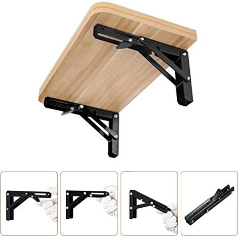 Équerre pliante — 12 pouces (300 mm) — Adaptée aux étagères, tables et bureaux  Support mural  Conception pliable avec bras de déverrouillage long  Gain de place  Construction en acier au carbone
