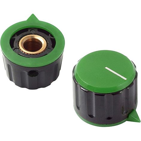 Perilla de potenciómetro negra con cubierta verde HQ (1/2)