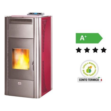 Termostufa a pellet Queen Idro 20 Bordeaux – 18,22 kW – AMG – Riscaldamento per ambienti fino a 440 m³ (1/3)
