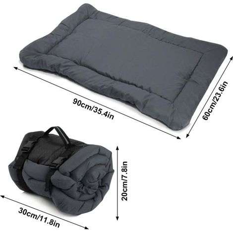 Tapis de Voyage Pliable pour Chien et Chat Matelas Imperméable 90x60 cm Portable, Antidérapant, Facile à Nettoyer Gris (1/4)