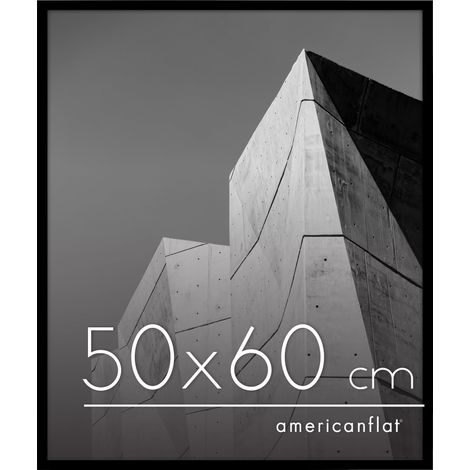 Cadre Photo 50x60 cm Noir - Cadre 60x50 cm avec Bordure Fine, Plexi Poli, Matériel de Suspension Intégré pour Mur (1/5)