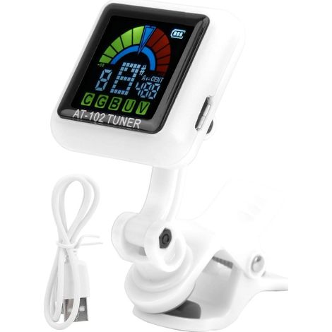 Aroma Gitarren-Clip-Tuner USB-wiederaufladbar mit eingebautem Akku für Violine und Ukulele AT102 (Rot)