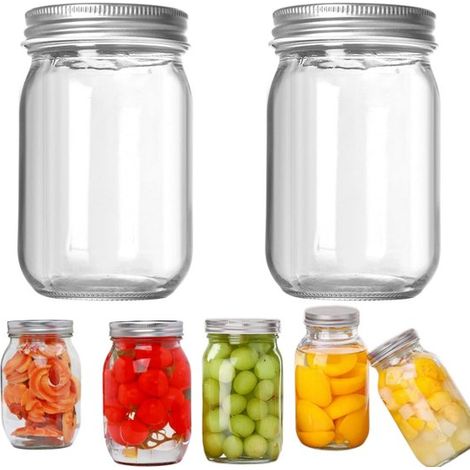 Pots en verre hermétiques lot de 2 - bocaux 500 ml avec couvercles pour confiture et céréales (1/5)
