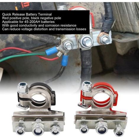 Connecteur A Degagement Rapide Batterie - Laiton Fer ABS - Pour Batteries 45 Ah à 200 Ah - Voiture Moto Bateau Camping-Car - 2 Pièces (1/4)