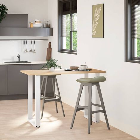 Pied de meuble,Pieds de table de bar en U 2 pièces Blanc 60 x (90-91) cm Acier CFW27576 (1/5)