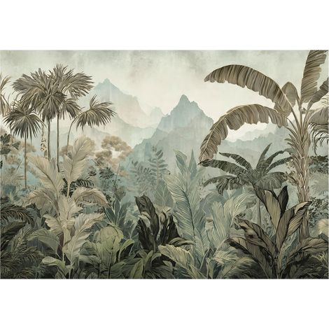 Papier peint mural jungle forêt tropicale 3D intissé grand format design intérieur salon chambre pas cher 200x140 cm (1/5)