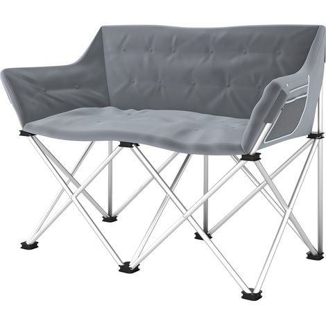 Faltstuhl 2 Sitzer faltbar Campingstuhl mit Armlehnen Seitentasche Outdoor Klappstuhl bis 240kg belastbar leicht gepolstert Angelstuhl Gartenstuhl für Garten Camping Strand Aosom