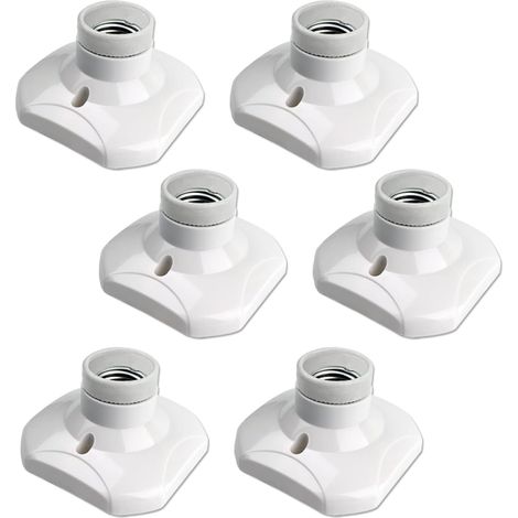Douille de plafonnier E27 à vis, murale avec culot E27, AC 230 V, porte lampe carrée blanche, base support plastique, lot de 6
