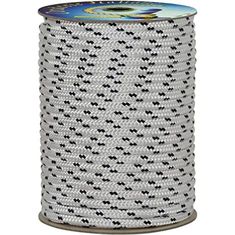 Corderie Italiane 001038887 Treccia mare multiuso giardino e fai da te, stabilizzato ai raggi U.V. resistente a intemperie e agenti atmosferici, 6 mm, 250 mt, colore bianco con spia blu (1/4)