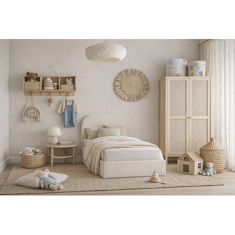 Sofello MOON creme 90x200 Metall-Lattenrost Hochwertig Bett mit Bettkasten und Stauraum – Kinderkollektion (1/5)