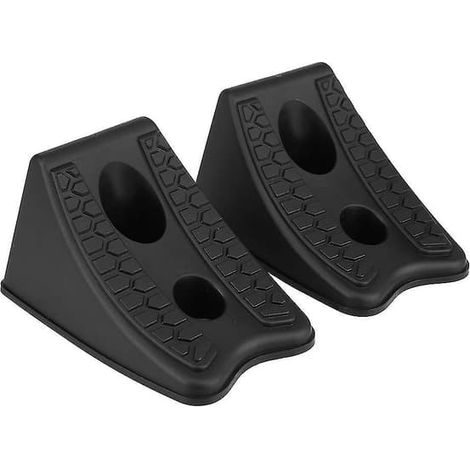 Lot de 2 cales de roue antidérapantes en caoutchouc pour véhicules lourds, blocs d'arrêt pour le réglage de la géométrie des roues de caravanes, camping-cars, remorques et camions. (1/5)