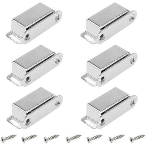 6 Stück Magnetverschlüsse aus Edelstahl, Türmagnete, Magnetverschlüsse für Schranktüren, Möbel, leistungsstarker Magnet bis zu 6 kg mit Schrauben für Schubladen (1/5)