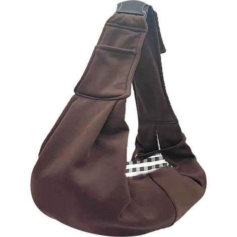 Porte-chien marron café, écharpe réversible pour chien en bandoulière, porte-animal ajustable avec crochet de collier pour chien/chat/lapin jusqu'à 4,99 kg (1/5)