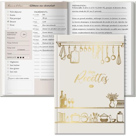 Carnet de Recettes à Remplir A5, Papier Épais 120g (1/5)