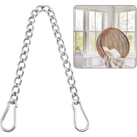 Chaîne avec Deux Mousquetons, capacité de 400 kg, chaîne de suspension robuste en acier inoxydable, chaîne d'extension pour Sac de Frappe, Yoga, Balançoire, Hamacs, 1 pièce (1/4)