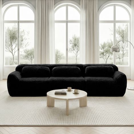 Canapé Modulaire 3 Places - Confort Ergonomique, Mousse à Mémoire de Forme - Sans Montage, Idéal pour Petits Salons - Noir