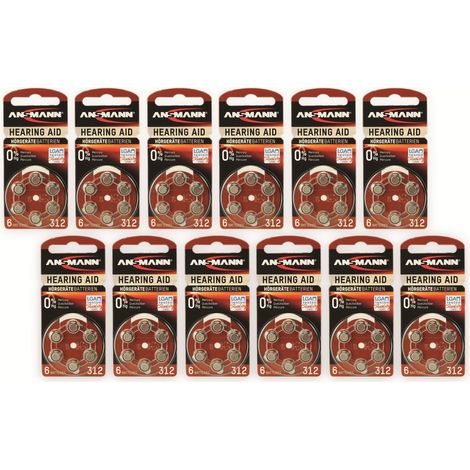 ANSMANN Hörgeräte-Batterie, HEARING AID, PR41, Größe 312, 72er Set