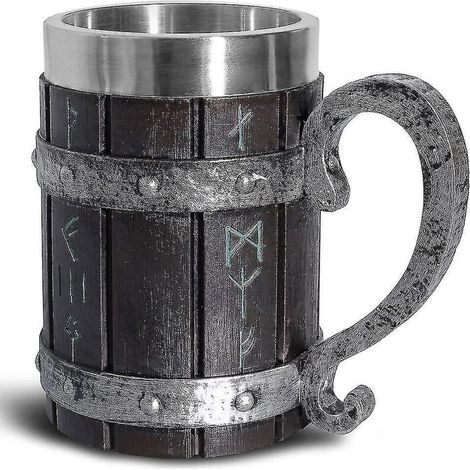 Kreativer Wikinger-Totenkopfbecher aus Edelstahl, Bierkrug aus Kunstharz, Kaffeebecher, Teebecher, Halloween-Geschenk, Barzubehör (1/5)