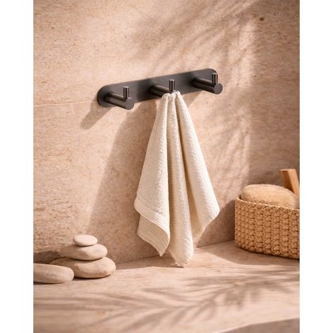 Exagonshop Appendino bagno triplo grigio metallico Minimal