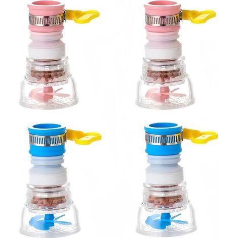 Set di 4 filtri per rubinetto girevoli a 360 gradi, dispositivo per il risparmio idrico, anti-schizzi per cucina e bagno (rosa, blu) (1/5)