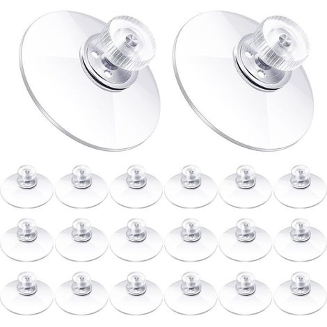 Ventouses en plastique 40 mm – Ventouse en PVC transparent avec écrou à vis – Adhésif puissant pour surfaces lisses – Lot de 20 pièces (1/5)