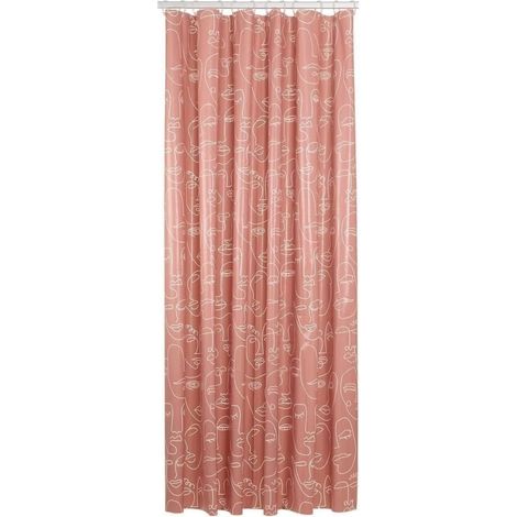 Rideau de douche 180x200 cm PEVA Rose foncé Blanc (1/3)