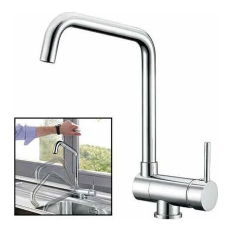 Grifo mezclador para fregadero LaBlanc con caño extraíble giratorio de 360°, de acero niquelado cepillado, para cocina, extraíble para fregadero, contra ventana