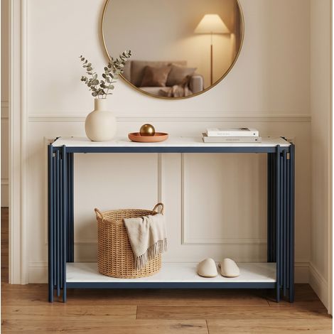Table console 123,5 cm effet marbre MDF métal HAVRYA (1/5)