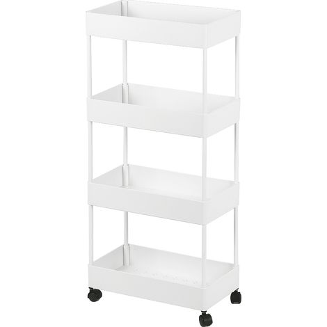 Carrello portaoggetti Haloyo in plastica a 4 strati, armadio portaoggetti mobile, carrello portaoggetti multifunzionale, 40 x 22 x 90 cm,bianco