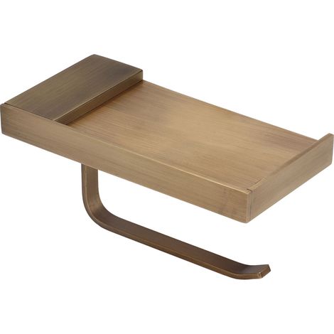 Porte-papier toilette avec étagère pour téléphone portable, en cuivre antique, porte-papier toilette doré avec étagère pour la plupart des rouleaux de papier toilette, porte-mouchoirs pour téléphone p (1/5)