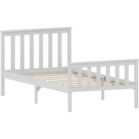 Milan Single Wooden Bed, High Foot, White & Gel Memory Foam Pocket Spring Mattress, Single (1/5)