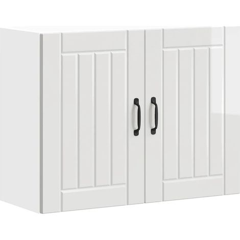 Mueble de pared de cocina Lucca almacenamiento optimizado diseño moderno 80 x 31 x 60 cm madera de ingeniería blanca brillante 020050174 (1/5)