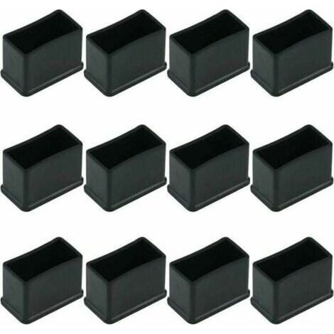 Confezione da 12 tappi protettivi in feltro di gomma rettangolari per gambe di tavoli o sedie, neri, 15 x 30 mm. (1/4)