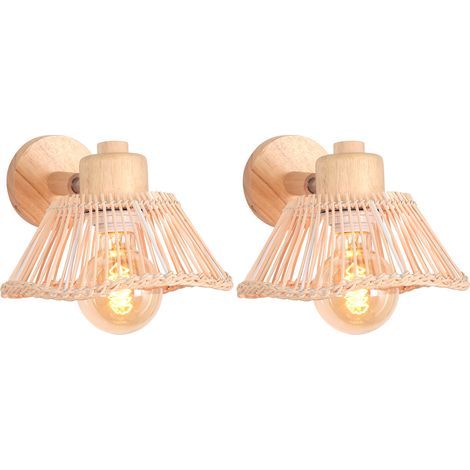 NORCKS 2PCS Lampe Murale Bambou Applique Murale Intérieure Rétro Luminaire Applique Vintage E27 pour Salon Chambre Bar (1/5)