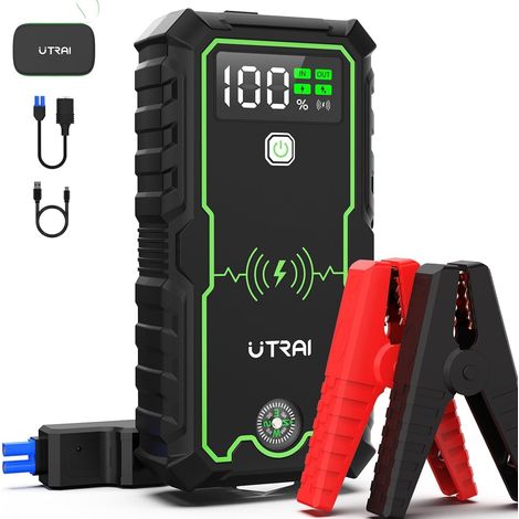 27000mAh Démarreur De Batterie Voiture Portable,12V Booster Démarrage Auto Avec Boussole,Marteau De Bris De Vitre Sécurité,Chargeur Sans Fil 10w, Lampe Torche Led (Tous Gaz Ou 10l Diesel) (1/5)