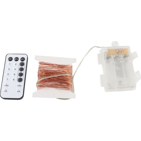 Guirlande lumineuse féerique 10M/32.8Ft 100 LED avec télécommande 8 modes éclairage luminosité réglable variateur minuterie fonction timing piles alimentée IP44 blanc chaud Noël Halloween (1/2)