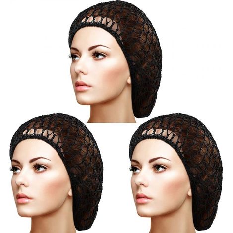 1 Filet à chignons en coton et rayonne, tricoté main, extensible, pour cheveux fins ou épais, usage quotidien et sport (1/5)