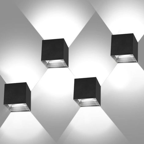 4er Pack 12W LED-Wandleuchten – Auf-/Ablicht, IP65, kaltweiß 6500K