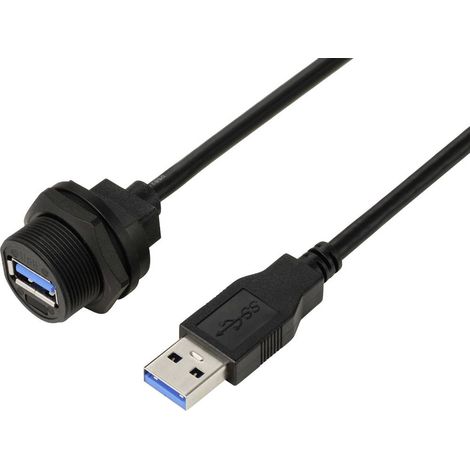 Presa USB 3.0 su spina, IP67 (filettatura), cavo 0,5 m. TC-E13T-FU3-PWF/MU3-NWA-0.5PV-S Cavo in plastica impermeabile T