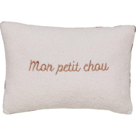 Coussin Déco Enfant Bouclette "Jaiko" 38x58cm Marron (1/5)