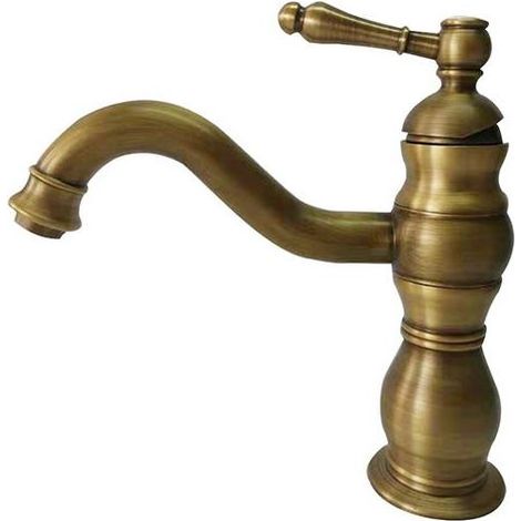 TAISHENGDA Retro-Waschtischarmatur, 360° schwenkbare Badezimmerarmatur, Messing-Waschtischmischer, Badezimmermischer mit neuem Keramikventil (Gold) (1/5)
