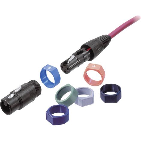 Neutrik XCR-SET Anello marcatura Nero, Marrone, Rosso, Arancione, Giallo, Verde, Blu, Violetto, Grigio, Bianco 10 pz. (1/3)