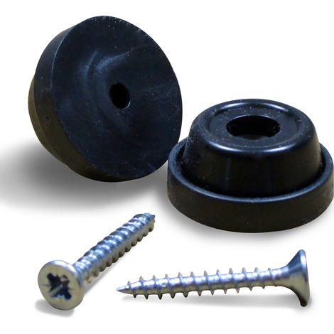 Ajile - Pied anti-dérapant diam. 24 mm base plastique à visser NOIR (1/2)